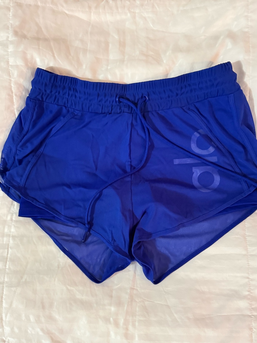 ALO Yoga XS Blue 2-in-1 Mesh Running Shorts